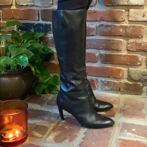 VIA SPIGA pointed toe black leather boots